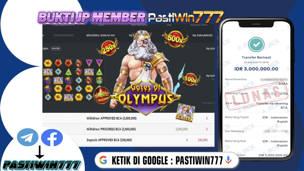 BUKTI PEMBAYARAN JP SLOT MEMBER PASTIWIN777 HARI INI 24 SEPTEMBER 2024!!!