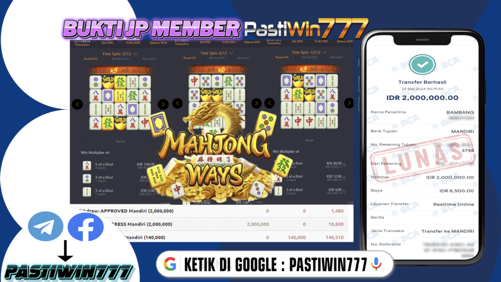 BUKTI PEMBAYARAN JP SLOT MEMBER PASTIWIN777 HARI INI!!!