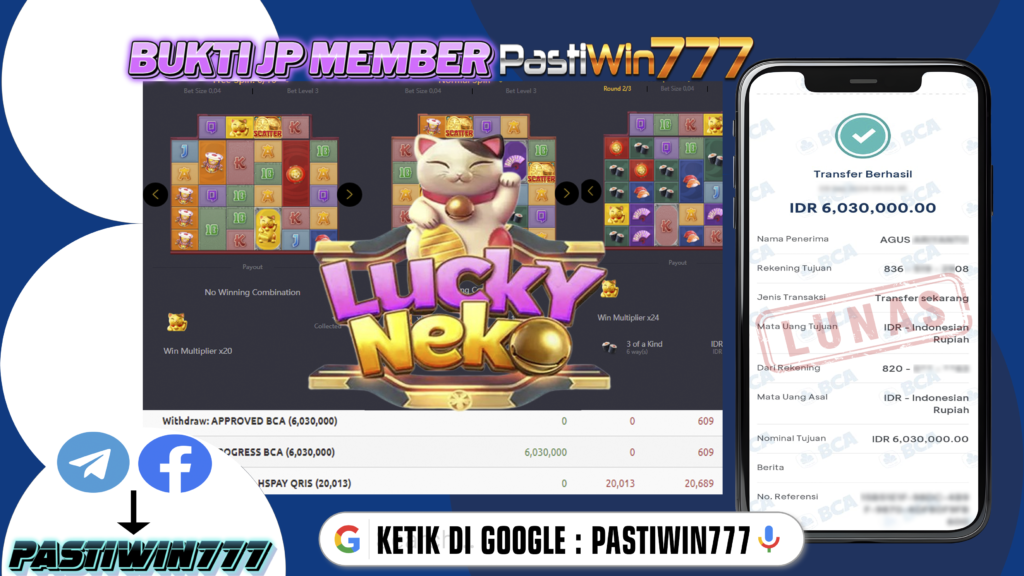 BUKTI TERBARU PEMBAYARAN MEMBER JP SLOT LUCKY NEKO DI PASTIWIN777 HARI INI!!!