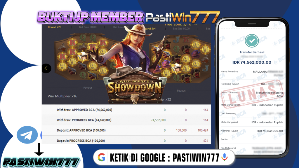 BUKTI TERBARU PEMBAYARAN MEMBER JP SLOT WILD BOUNTY SHOWDOWN DI PASTIWIN777 HARI INI!!!