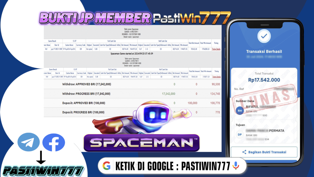 BUKTI PEMBAYARAN JP CASINO SPACEMAN DI PASTIWIN777 HARI INI!!!