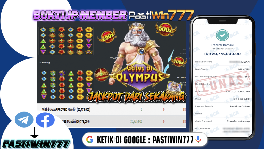 BUKTI TERBARU PEMBAYARAN MEMBER JP SLOT GATE OF OLYMPUS DI PASTIWIN777 HARI INI!!!