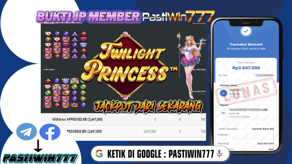 BUKTI TERBARU PEMBAYARAN MEMBER JP SLOT TWILIGHT PRINCESS DI PASTIWIN777 HARI INI!!!