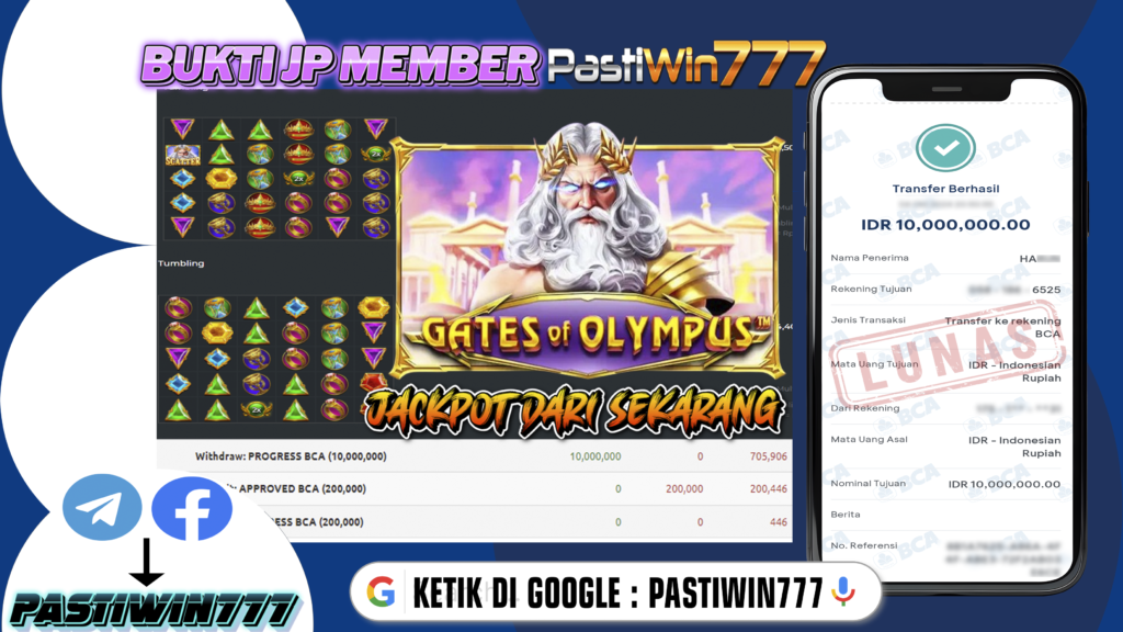 BUKTI TERBARU PEMBAYARAN MEMBER JP SLOT GATE OF OLYMPUS DI PASTIWIN777 HARI INI!!!