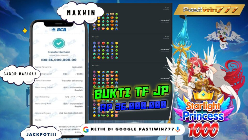 BUKTI PENARIKAN JACKPOT MEMBER PASTIWIN777 DI PRINCES 1000 HARI INI!!