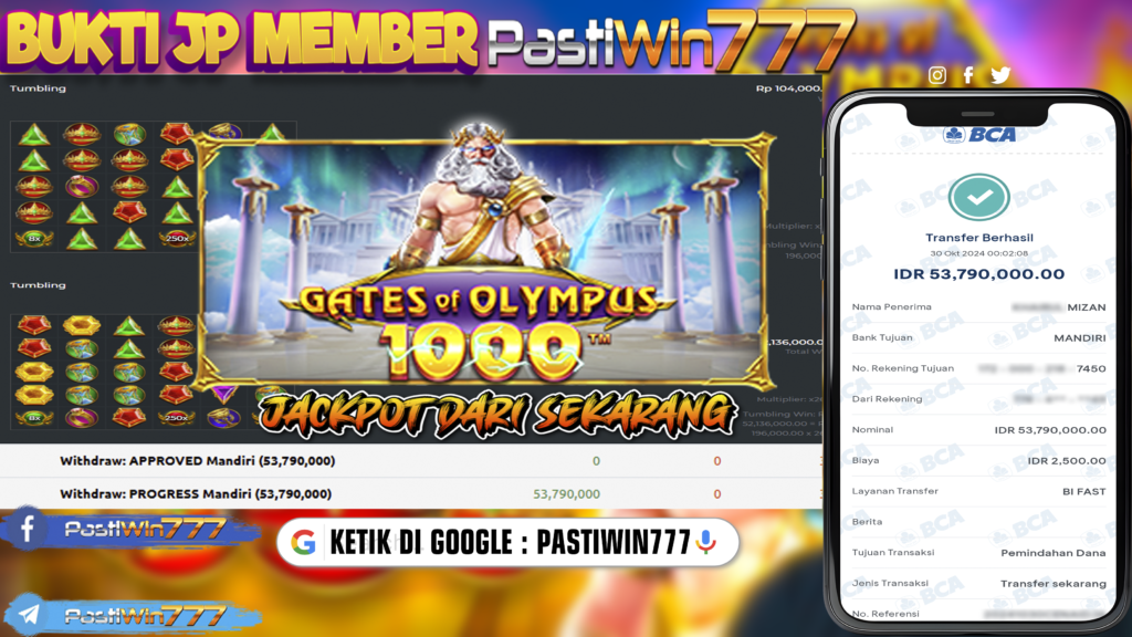 BUKTI TERBARU PEMBAYARAN MEMBER JP SLOT GATE OF OLYMPUS 1000 DI PASTIWIN777 HARI INI