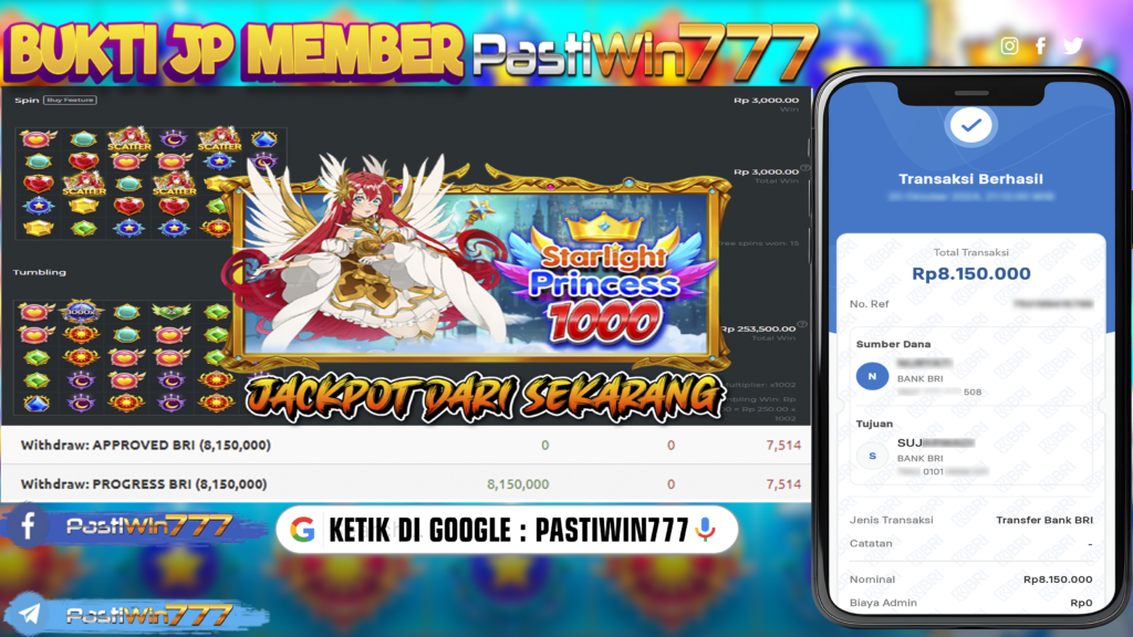 BUKTI TERBARU PEMBAYARAN MEMBER JP SLOT STARLIGHT PRINCESS 1000 DI PASTIWIN777 HARI INI