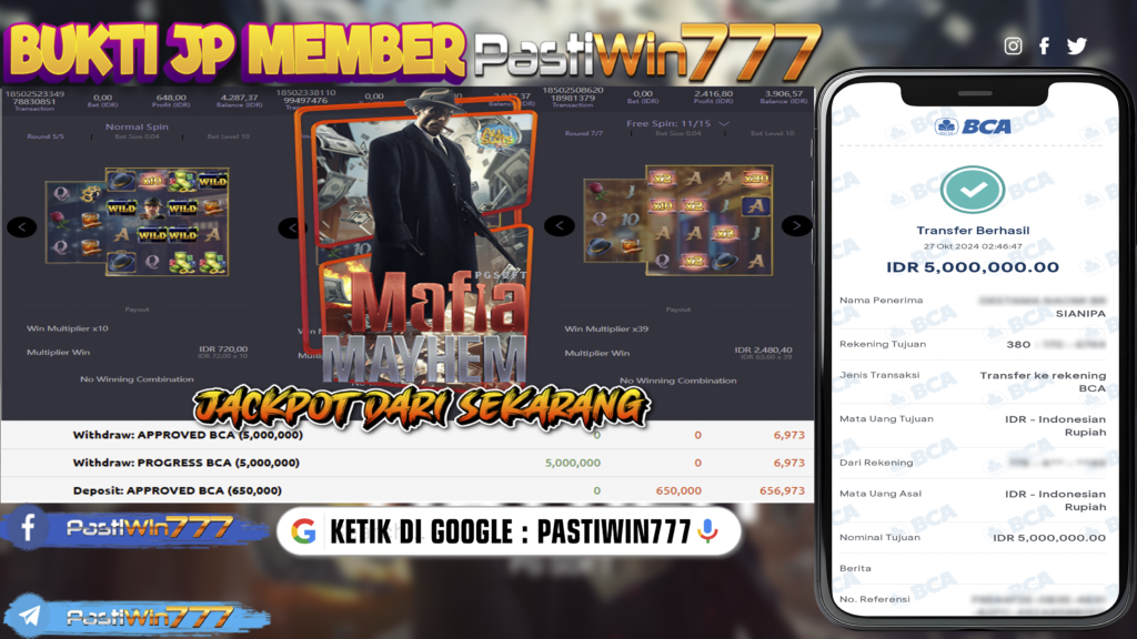 BUKTI TERBARU PEMBAYARAN MEMBER JP SLOT MAFIA MAYHEM DI PASTIWIN777 HARI INI