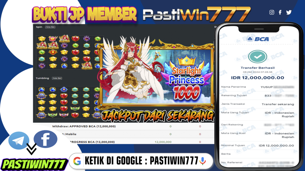 BUKTI TERBARU PEMBAYARAN MEMBER JP SLOT STARLIGHT PRINCESS 1000 DI PASTIWIN777 HARI INI!!!