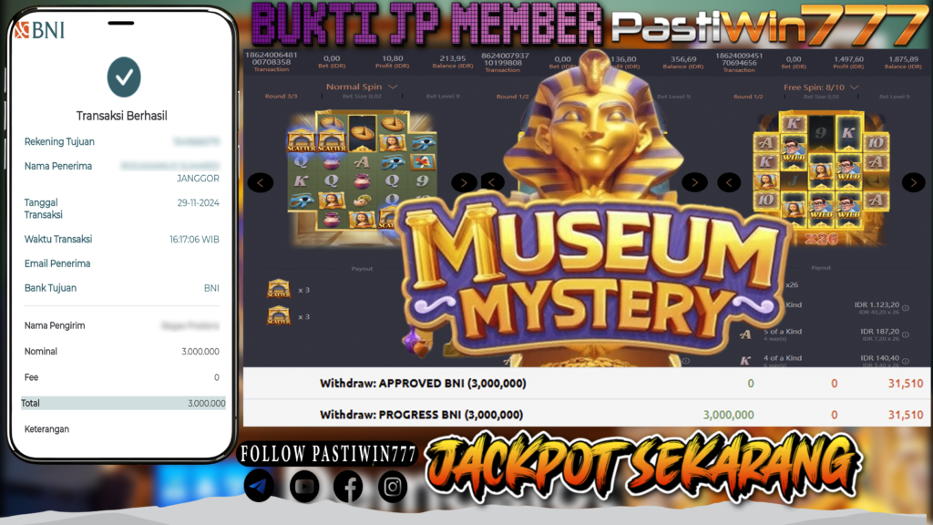 BUKTI TERBARU MEMBER JP SLOT MUSEUM MYSTERY DI PASTIWIN777 HARI INI