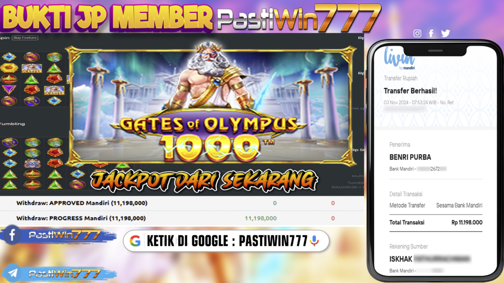 BUKTI TERBARU MEMBER JP SLOT GATE OF OLYMPUS 1000 DI PASTIWIN777 HARI INI